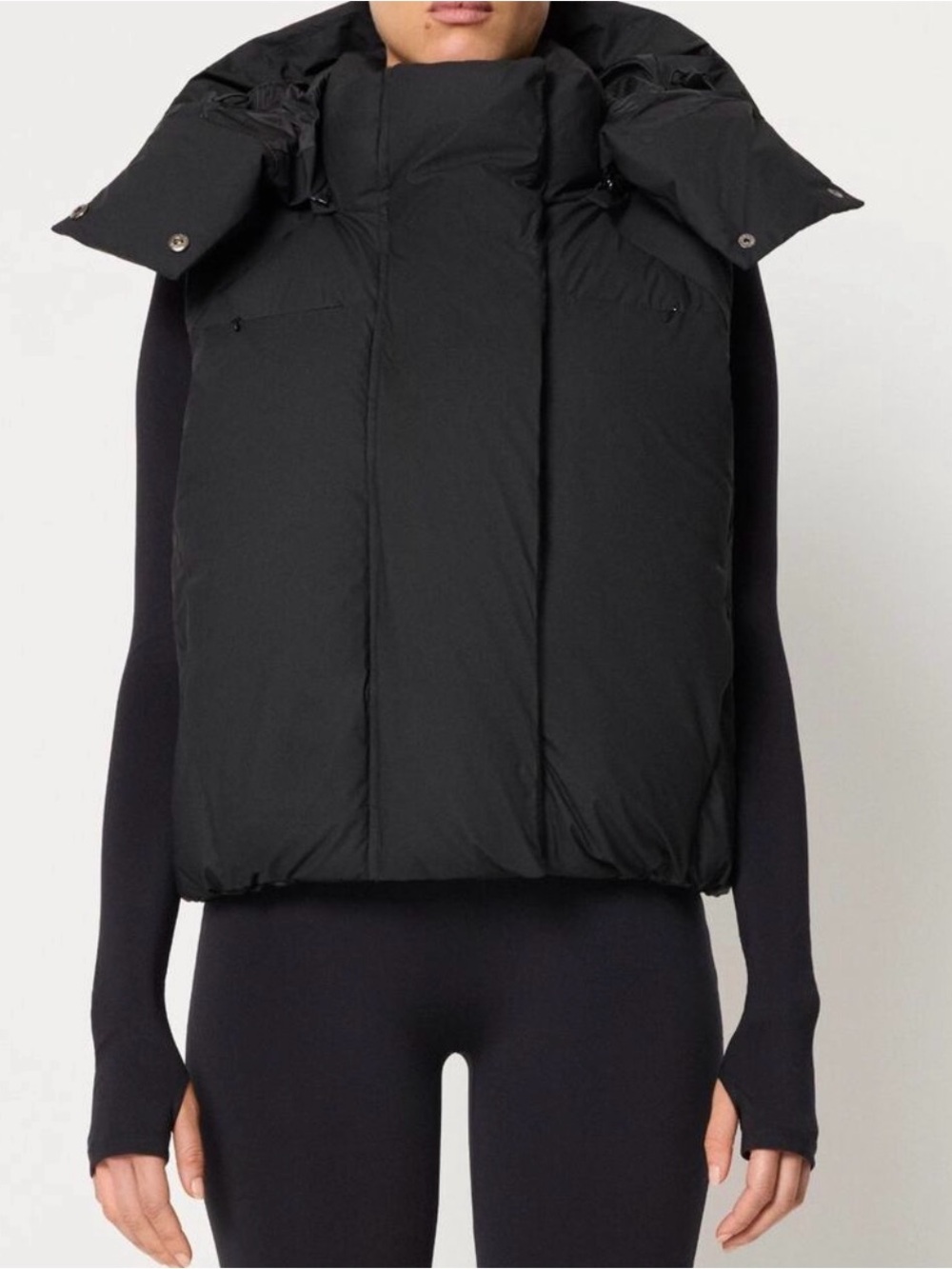 KHY Black Puffer Vest with High Collar